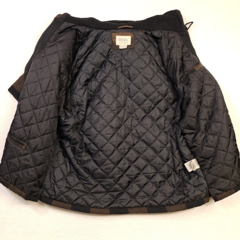 Boston Traders Hooded Shirt Jacket Mens XXL Brown Buffalo Plaid Quilted Grunge - Picture 6 of 13